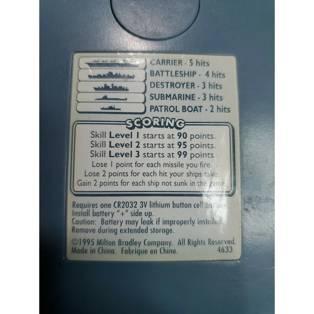 Milton Bradley Electric Hand Held Battleship 1995